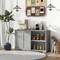 Grey MDF Kitchen Sideboard Cabinet with Adjustable Shelf and Spacious Top